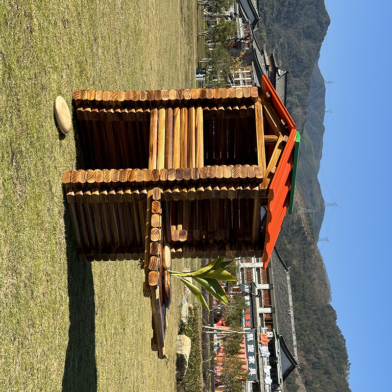 Kindergarten Carbonized Building Blocks Large Outdoor Charcoal Burning Wooden Building Area Solid Wood Building Anji Game Toys