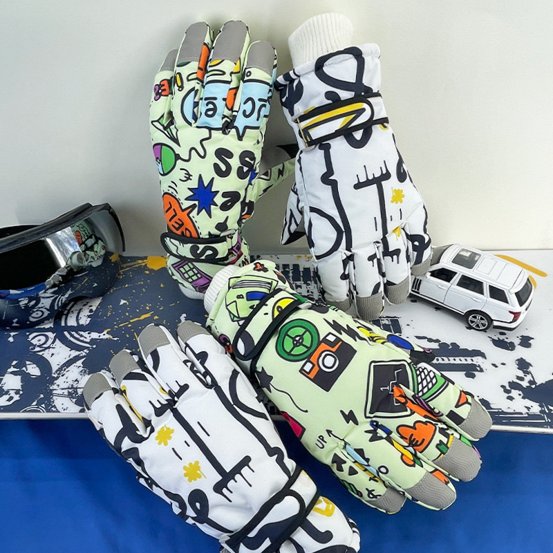 Unisex Graffiti eldivenleri Kayak eldivenleri Kış eldivenleri Sıcak eldivenler Bisiklet eldivenleri Kış eldivenleri_voghion.com