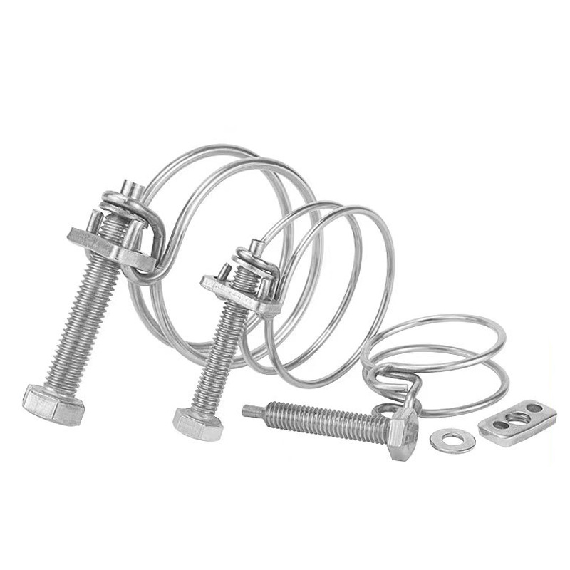 批发不锈钢304 201钢丝喉箍 不锈钢双钢丝管箍 水管夹 双管夹E18