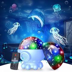 跨境章鱼星空灯RGB创意礼品遥控水母音乐灯卡通八爪鱼投影灯