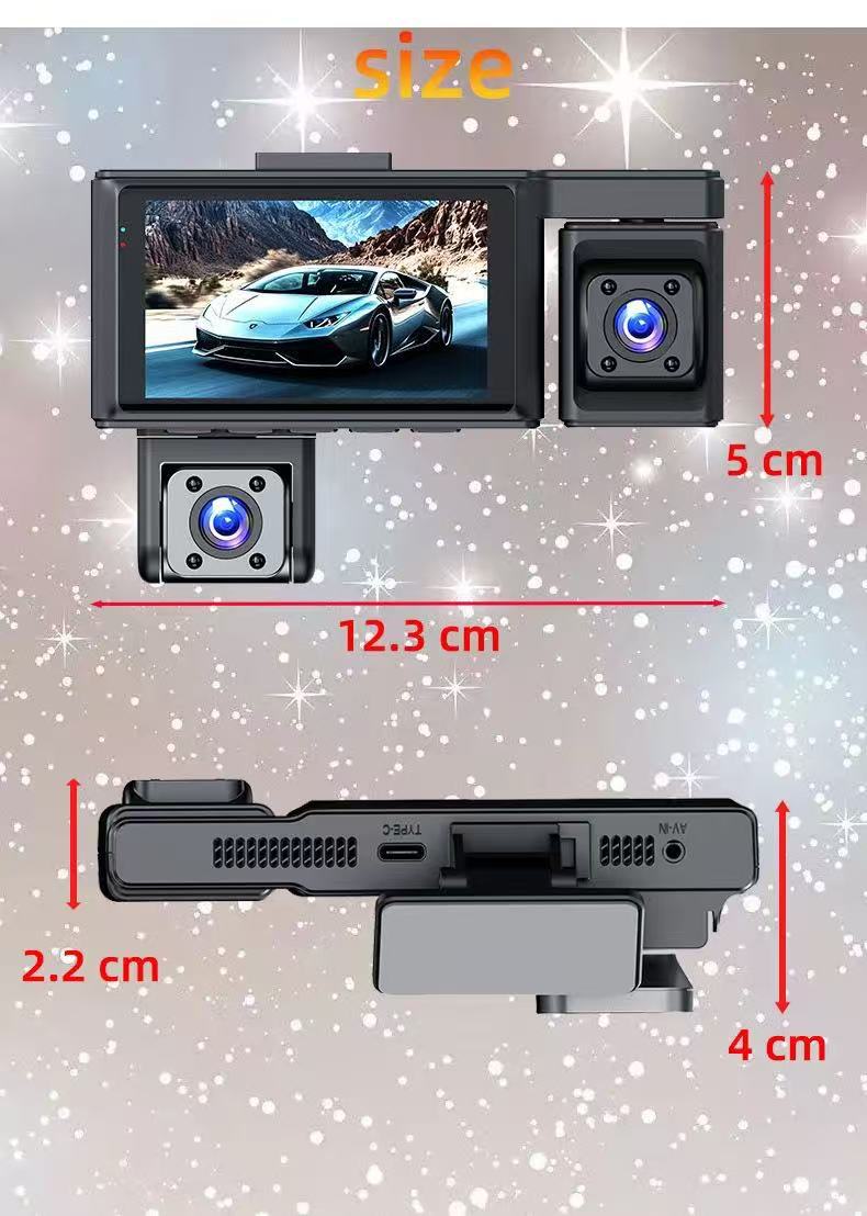 3inch Amazon Cross-Border Quad-Channel Dash Cam 4K Front and Rear DVR WDR Night Vision Car HD Video Recorder WIFI