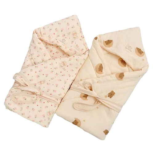 Autumn/Winter Newborn Baby Thick Blanket Baby Swaddle Blanket Zongbu Print Newborn Small Cotton Blanket
