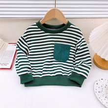 春秋新款外穿儿童条纹卫衣男女童韩系休闲上衣童装外贸批发代发