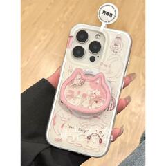 可爱手绘线条猫磁吸摇摇乐支架适用苹果16手机壳iPhone15/14/13壳