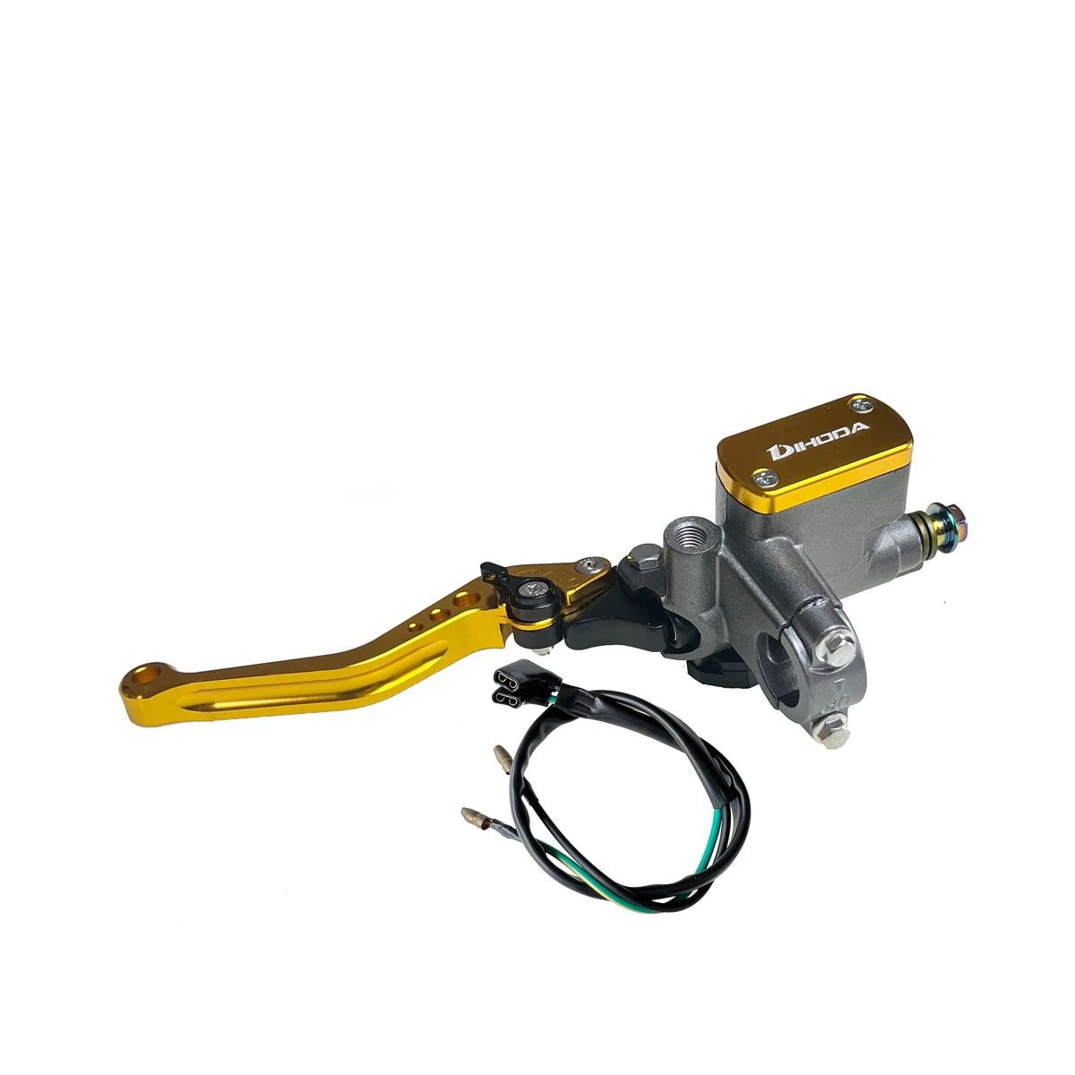 Universal modified hydraulic brake master cylinder for motorcycles and electric bikes with six-speed adjustable handle and power-off switch