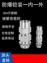 不锈钢防爆电缆夹紧密封接接管式铠装双密封格兰头金属填料函304