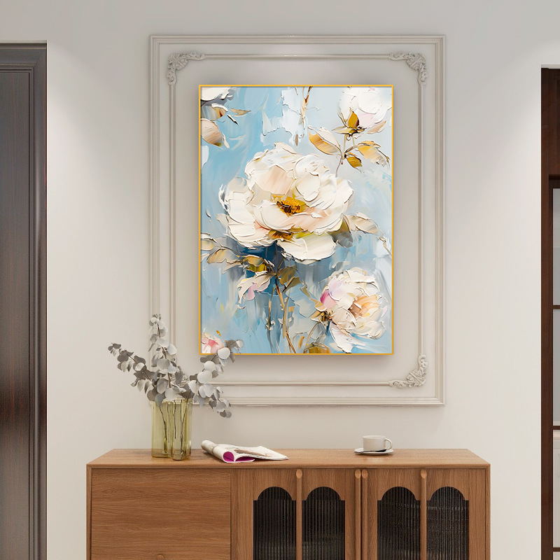 Pintura al óleo minimalista moderna estilo flor trigo sala de estar entrada entrada puerta pintura colgante comedor dormitorio pequeña pintura decorativa fresca