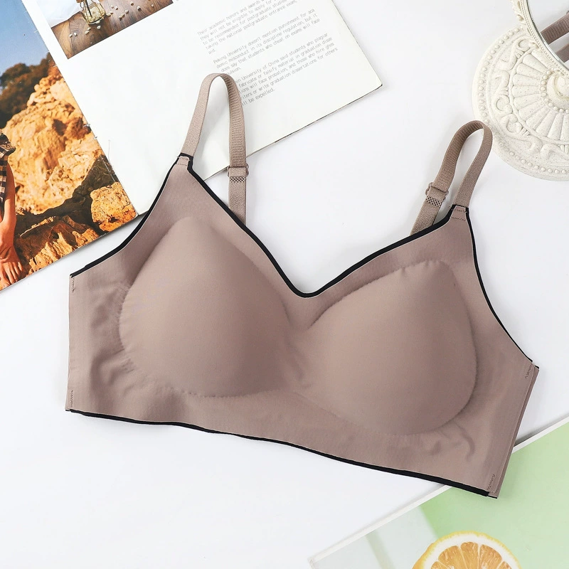 Wireless Silk Support Bra, Women's Molded Cups, Plus Size, Decorative Back