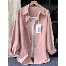 衬衫女内搭叠穿夏季薄款宽松显瘦多巴胺长袖薄款衬衣外穿开衫