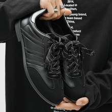 男士潮款休闲圆头小皮鞋通勤百搭黑色高级板鞋英伦德比鞋A-8