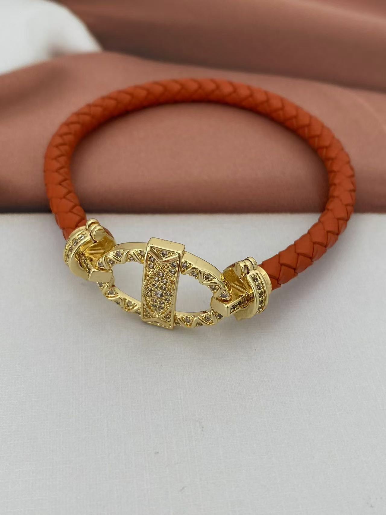 Vintage Style Classic Style Geometric Zircon Leather Rope Copper Woven Chain String Bracelets Wholesale display picture 11