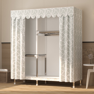 Simple Wardrobe Home Bedroom Rental Room Storage Cabinet Assembly Full Steel Frame Strong and Durable Cloth
