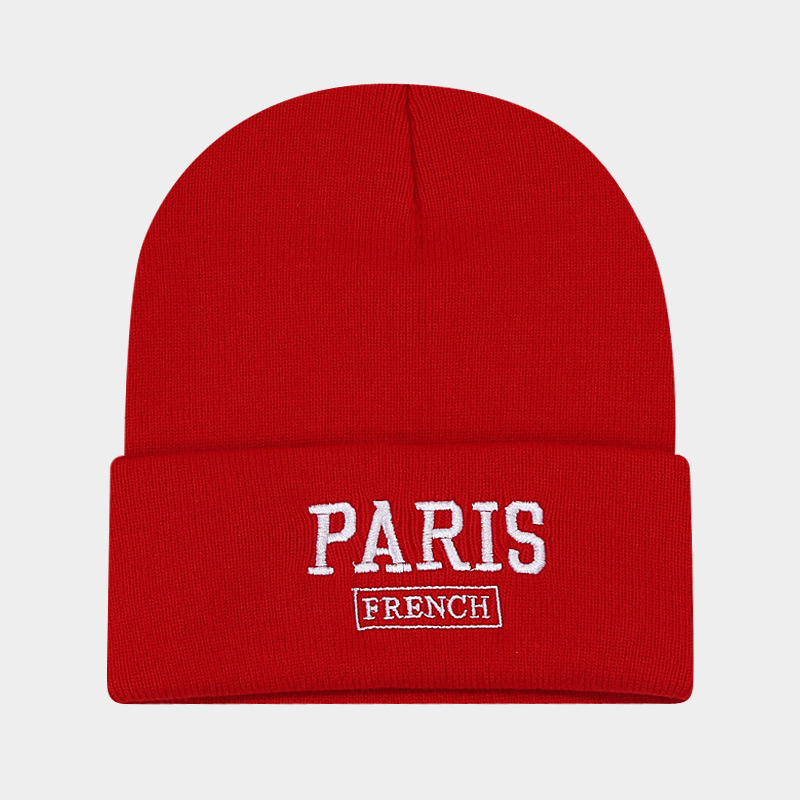 Korean version of Instagram large edition knitted for women with small embroidered letters, woolen pullover hat, big_voghion.com