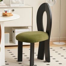 法式复古餐椅北欧设计师人鱼书桌靠背椅侘寂风现代简约中古实木椅