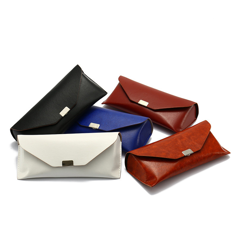 new pattern Sunglasses glasses case personality PU cowhide Square buckle cortex Soft roll Sunglasses Sunglasses Box storage box