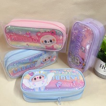 新款创意卡通造型流沙笔袋可爱双层大容量学生少女心高颜值笔袋批