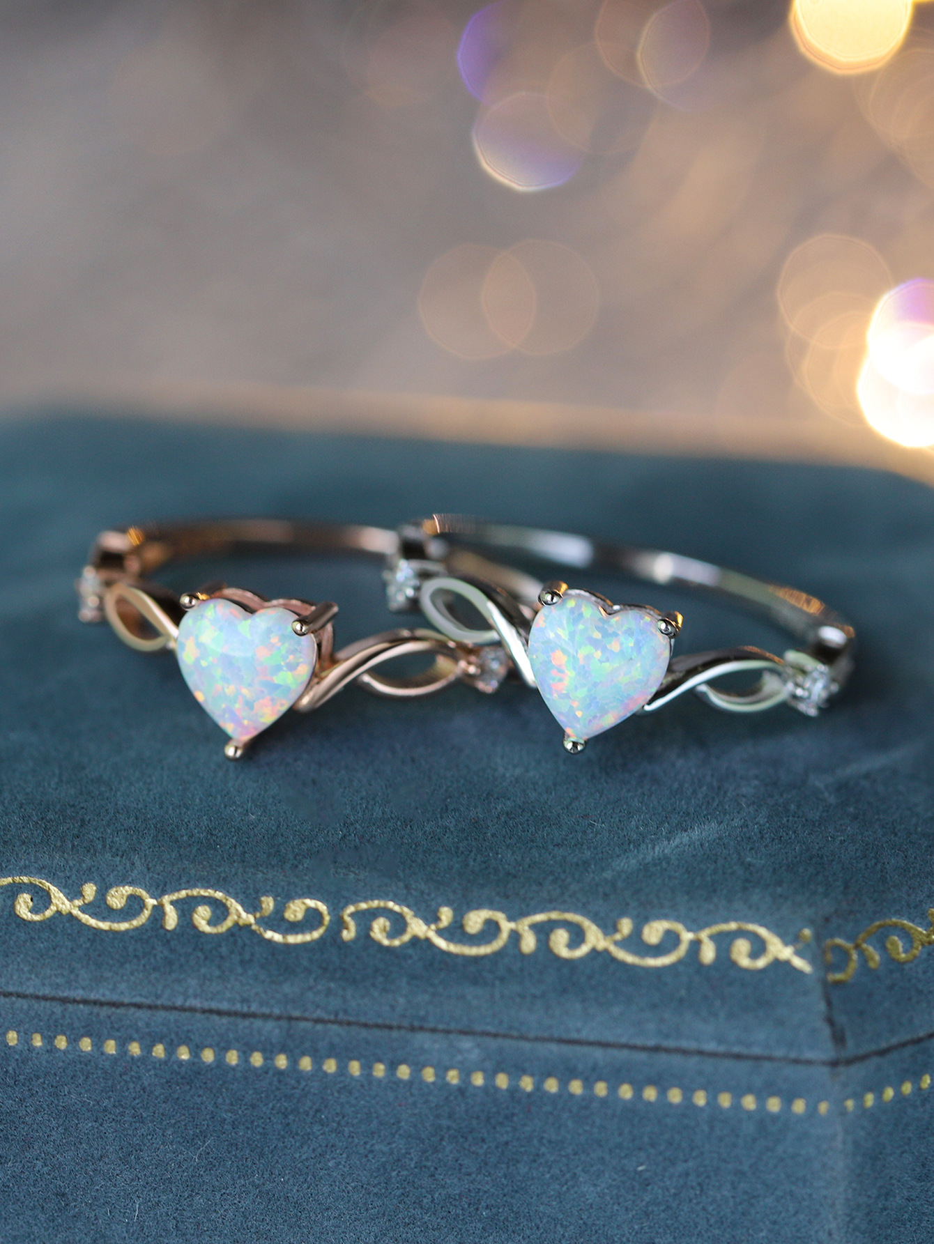 All Seasons Season 925 Sterling Silver Opal Heart Shape Rings 925 Sterling Silver Rings