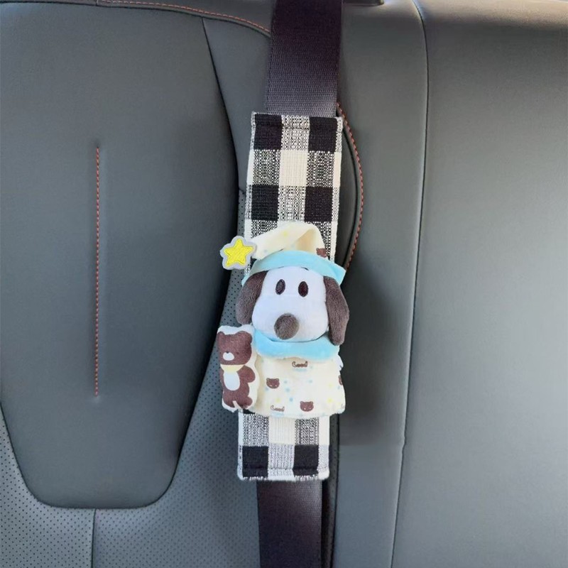 Snoopy Cute Puppy Car Decoration Seatbelt Shoulder Pad Plush Toy New Car Essentials Cross-Border Souvenir