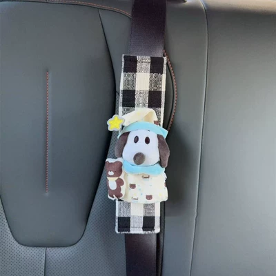 Plush Toy New Car – Seat belt shoulder pad - pajamas-dog-safety-belt-shoulder-pads-black-plaid