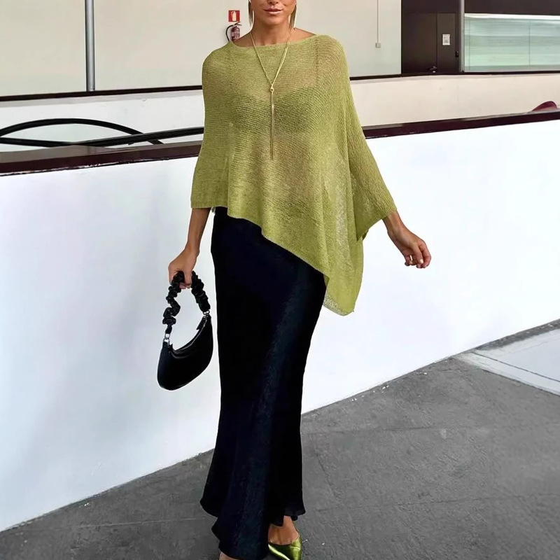 Women's Casual Loose Knitwear, Irregular Cape, Shawl, Sun Protection Shirt, Women's Spring and Summer Lazy Thin Top
