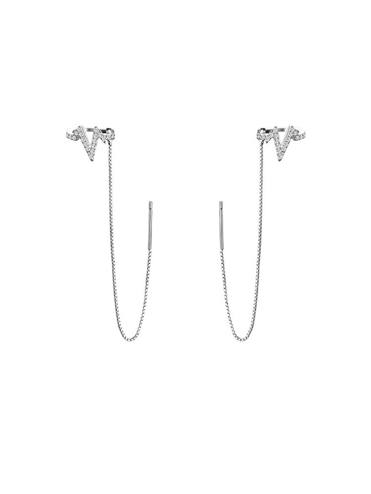 925 plata esterlina latido del corazón pendientes para mujeres 2022 nueva moda oído espárragos oído hueso clip oído cadena pendientes