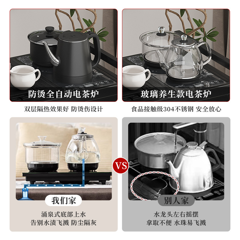 Mesa de té móvil balcón casa pequeña mesa de té carrito de té hervidor de agua integrado gabinete de té con ruedas mesa lateral de té juego de té traje