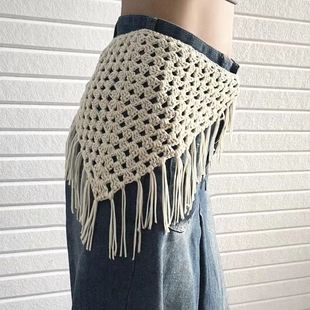 Spring and Summer New Dopamine Triangle Strap Spice Girl Fashion Matching Scarf Waist Scarf Fart Curtain Headscarf Handmade Hook Weaver