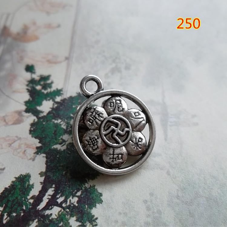 仿藏银六字真言经文吊坠250