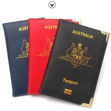 新款澳大利亚护照夹金属铜角机票夹皮革简易薄款便携护照本套包