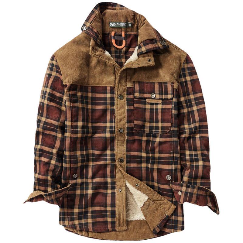 Autumn and Winter Plaid Shirt Men's Long-Sleeved Korean Style Corduroy Casual Shirt Thickened Velvet Lambswool Shirt