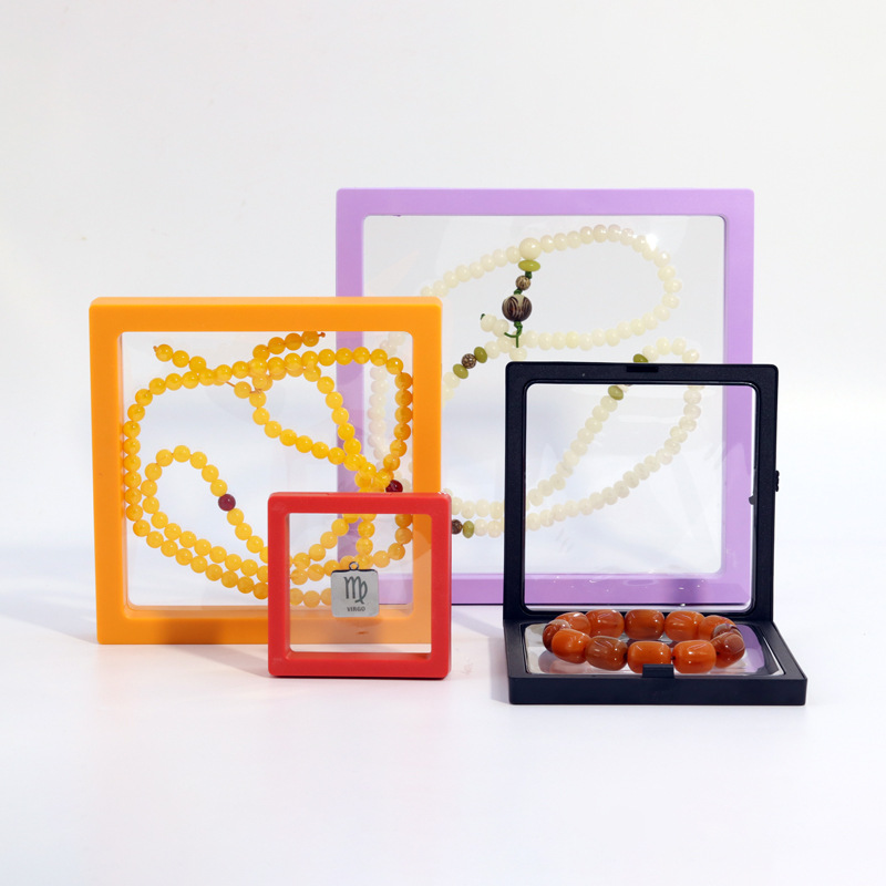Square Colorful Transparent Pe Film Box Suspended Packaging Box Bracelet Necklace Dust-Proof Storage Jewelry Box