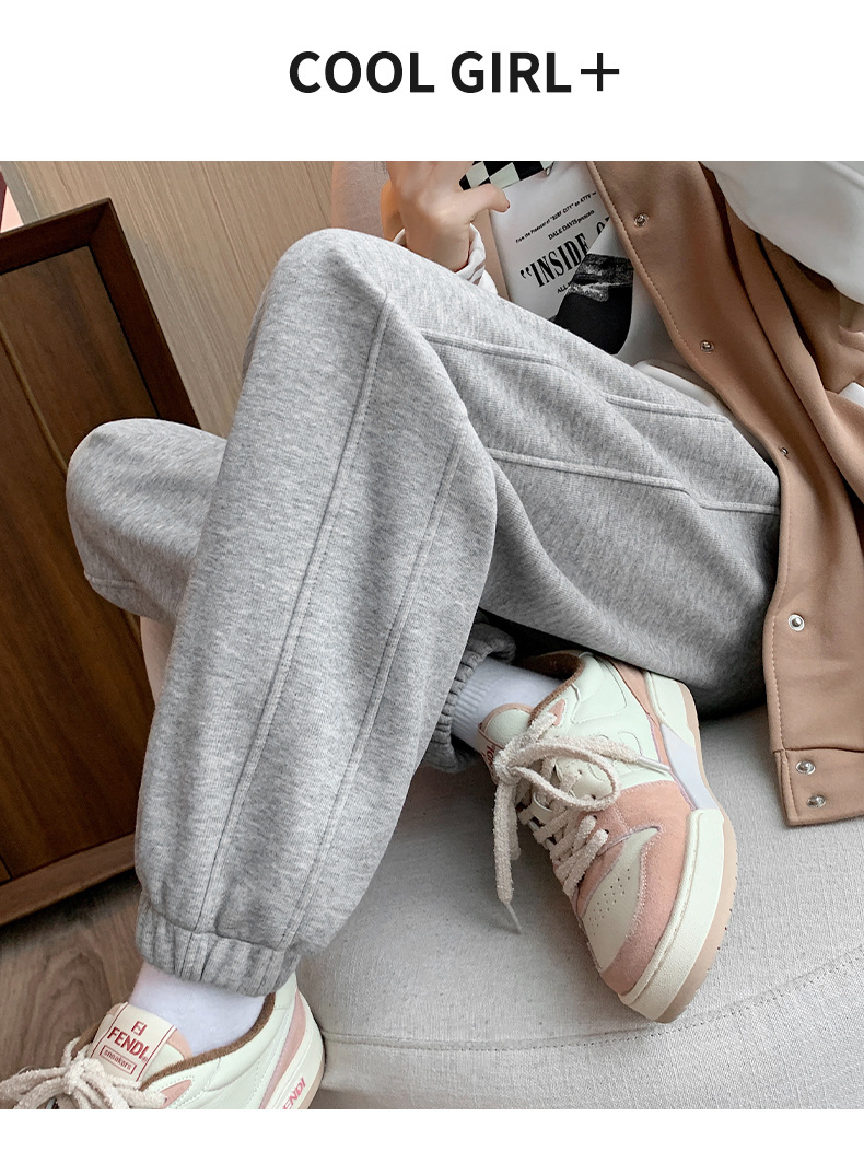 Fleece and thickened sportswear pants for women, new autumn and winter style, loose and versatile, tight-fitting, small label, casual and warm sweatpants pic 23