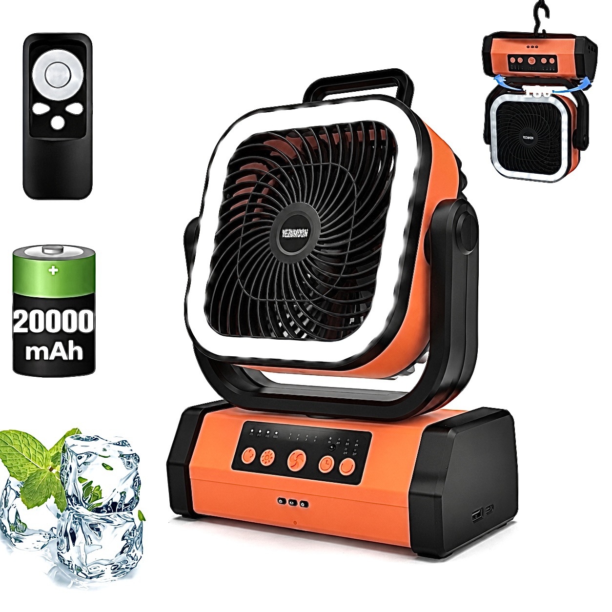 Ventilador Portátil de Camping con Carga USB Oscilante para Aire Libre y Pesca image 6