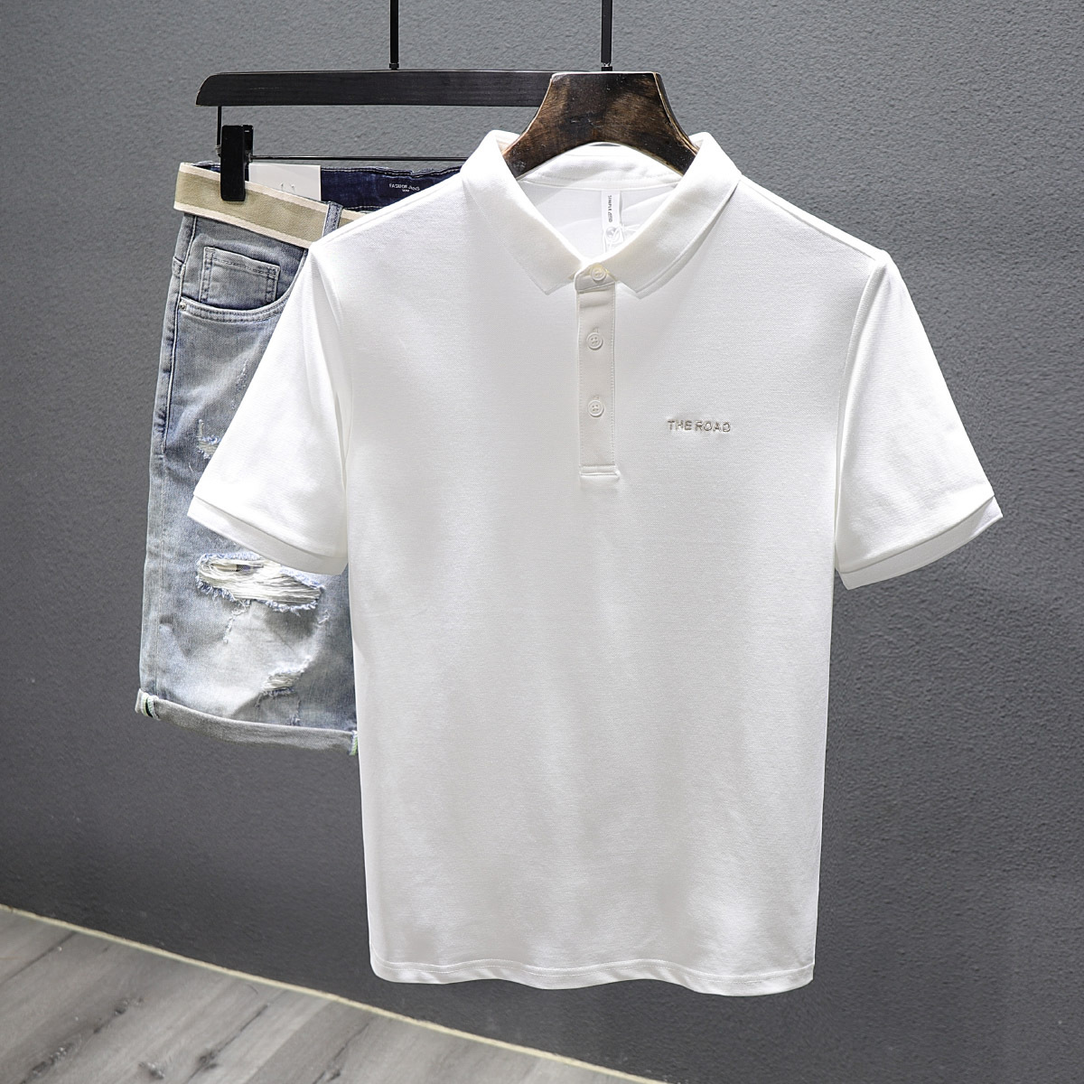 Stabil, leicht und ausgereift, modischer Trend, Revers, weißes neues Poloshirt, Sommer-Kurzarm-T-Shirt, Herren-Casual_voghion.com