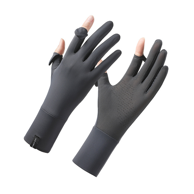 Guantes de protección solar para mujer de verano, sombra al aire libre, conducción, conductor de seda de hielo, deportes de conducción, guantes de seda de hielo cortos y ligeros