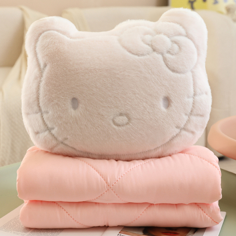 흰 고양이 에어컨 이불 베개