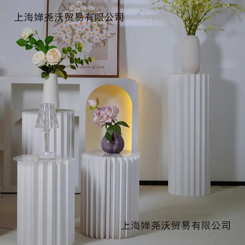 萤火之灯纸影流光灯直播背景装饰折叠圆柱纸质摆件罗马柱装饰摆件|undefined