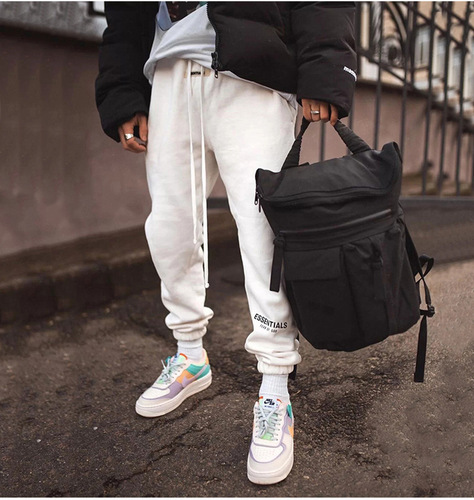 [Higher version] FCAR OF GOD ESSENTIALS reflective letter trousers plus velvet trendy brand leggings sweatpants
