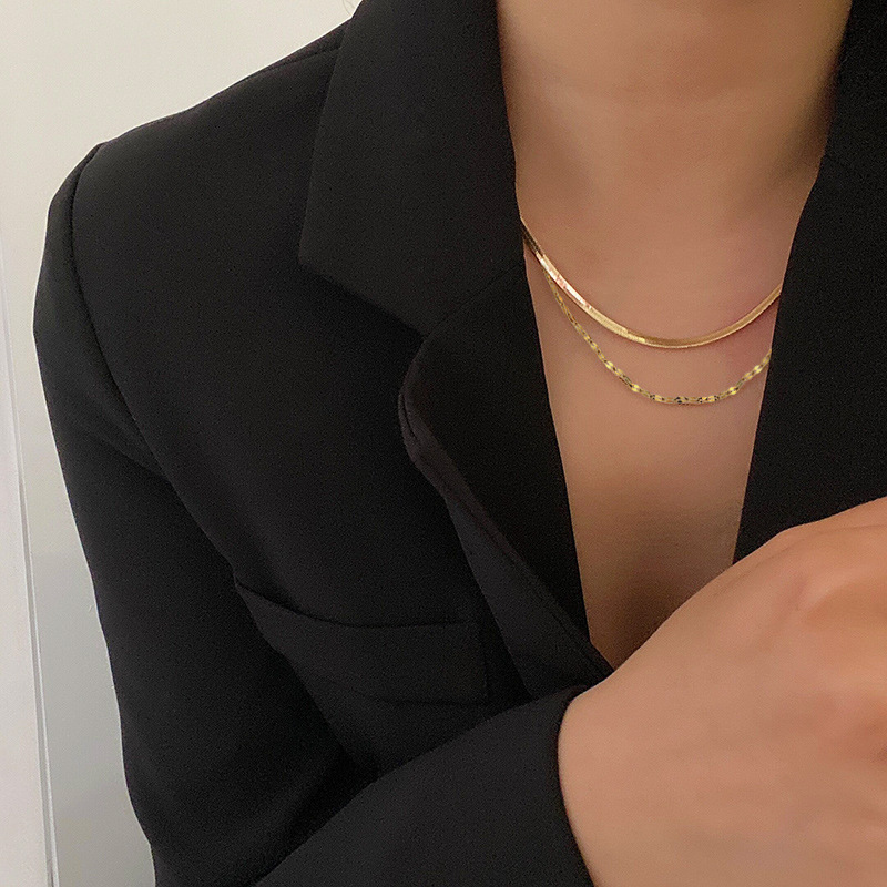 Women'S Gender PVD Coated Gold Plated Solid Color Stainless Steel Hip-Hop Simple Style Waterproof Non Tarnish 304 Stainless Steel Necklace