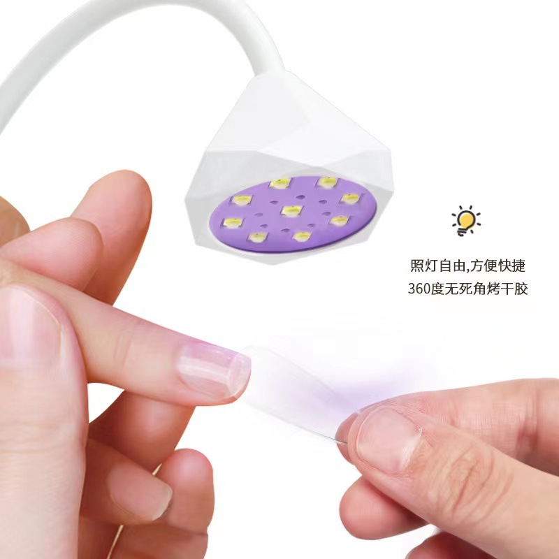 Nuevos productos de estilo japonés de manicura de cabeza de diamante lámpara de fototerapia de escritorio inducción de almacenamiento de energía no oscura máquina de fototerapia de pegamento de manivela de secado rápido