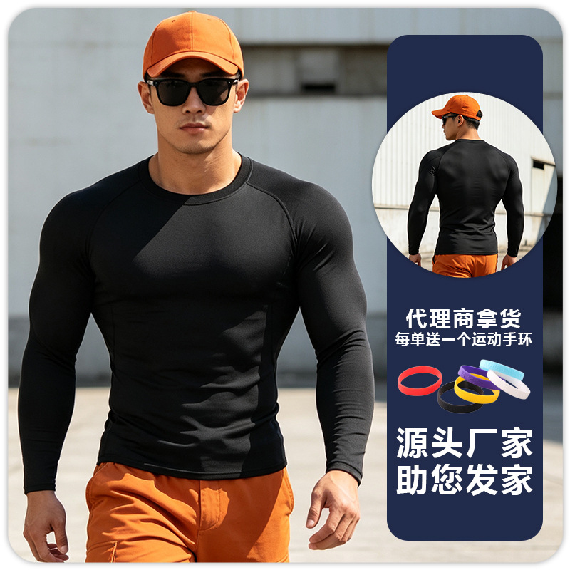 Pantalones deportivos de verano para hombres elásticos de secado rápido de compresión de manga larga Camiseta de entrenamiento ropa para correr ropa de entrenamiento