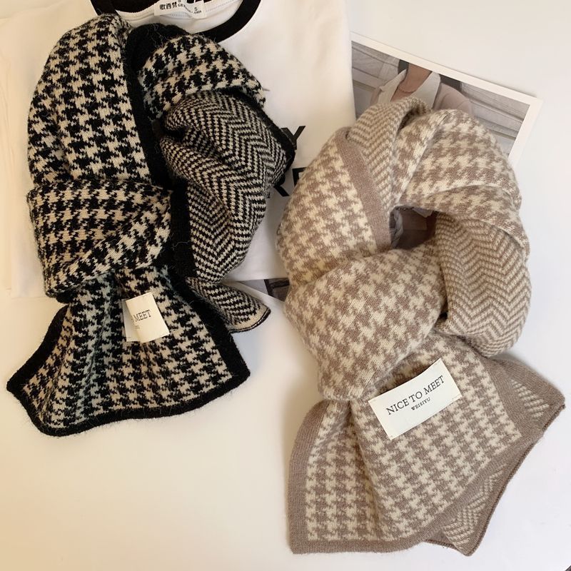 Scarf female winter new Korean version of the atmosphere of double-sided students cute warm thick knit high-grade neck