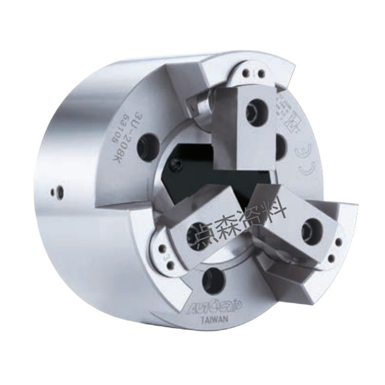 台湾佳贺卡盘3U-206K后拉固锁式动力卡盘3U-208K三爪中实液压卡盘