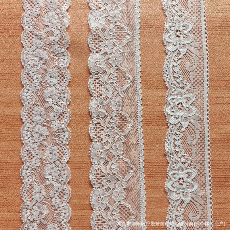 Popular Sexy Nylon Elastic Lace Cuffs and Neckline Dress Women's Handmade DIY Wholesale Ready Stock