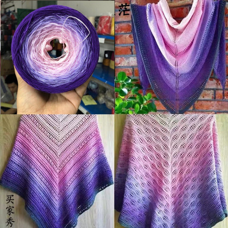 Organic Lace Cotton Mixed Strand Goblin Line Hand Winding Cake Line Gradient Long Dyed Spring and Summer Shawl Scarf Woolen Line Chen