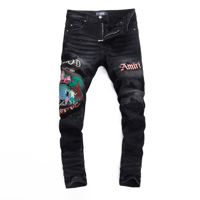 2022 Autumn/Winter Men's Fashion Ripped Patched Jeans Slim Fit Skinny Biker Pants Hot Sale on Aliexpress