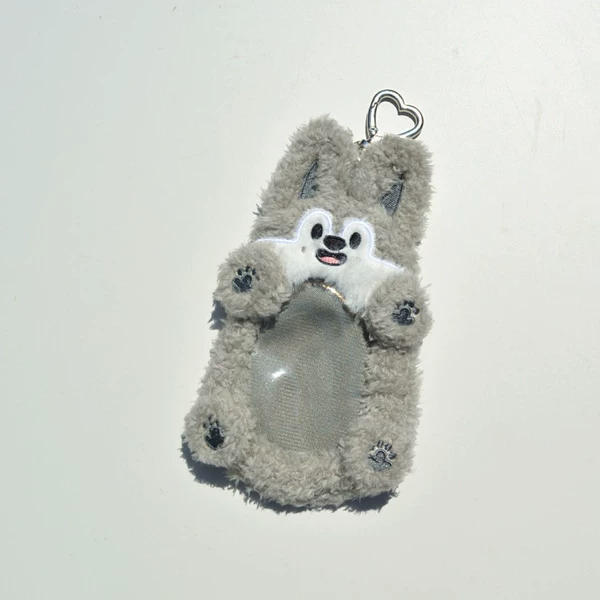 Gray Wolf card holder with palm embroidery