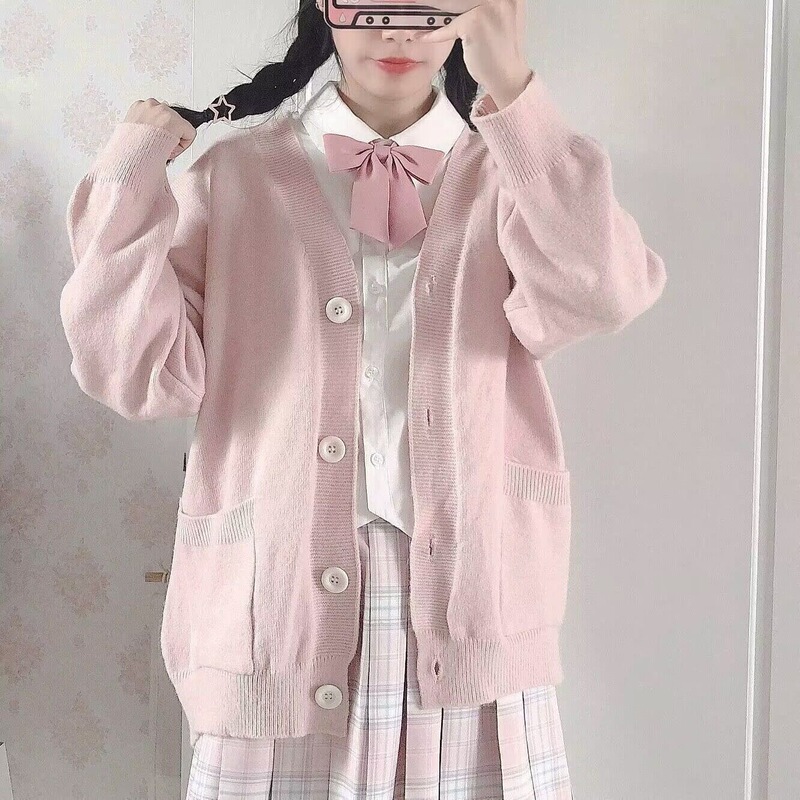 JK sweater cardigan for women, cute and sweet, Japanese style, spring and autumn thin, college style, casual loose fit, winter coat
