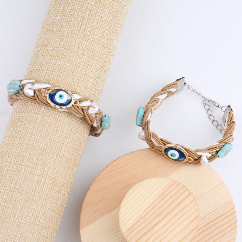 Cross-Border Hot-Selling Turkish Devil's Eye Bracelet Hand-Woven Retro Ethnic Style High-End Trinket