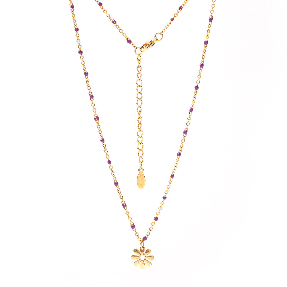 25g Weight Layered Necklaces Classification 1 Piece Quantity Holiday Occasion Stainless Steel Material Flower Pattern Women's Gender Plating Design Vacation Style Vacation Flower Stainless Steel Plating Layered Necklaces 3